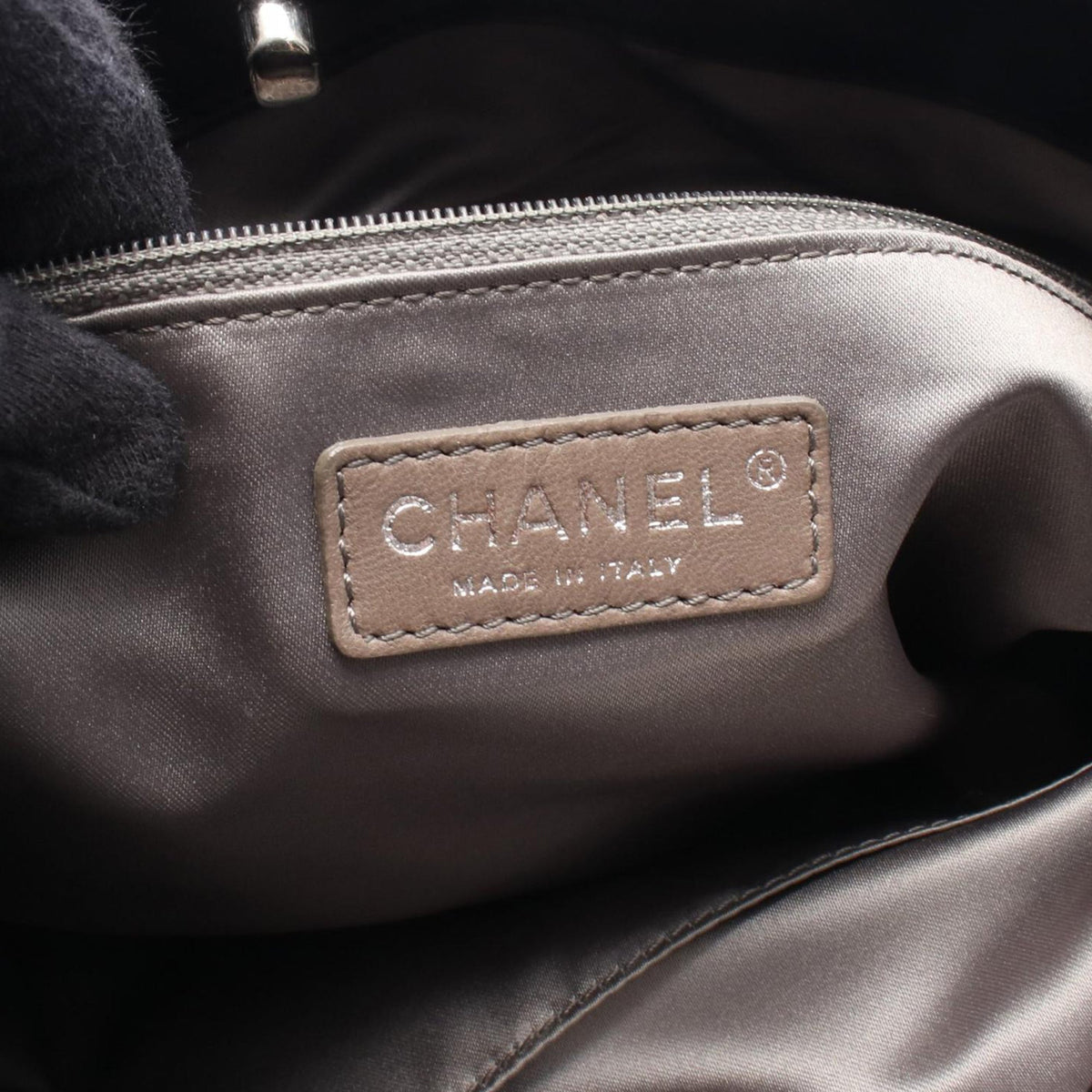 Chanel CC Lambskin Drawstring Tote — Black