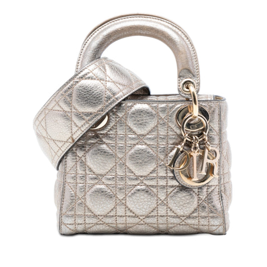 Dior Mini Metallic Calfskin Cannage Supple Lady Dior