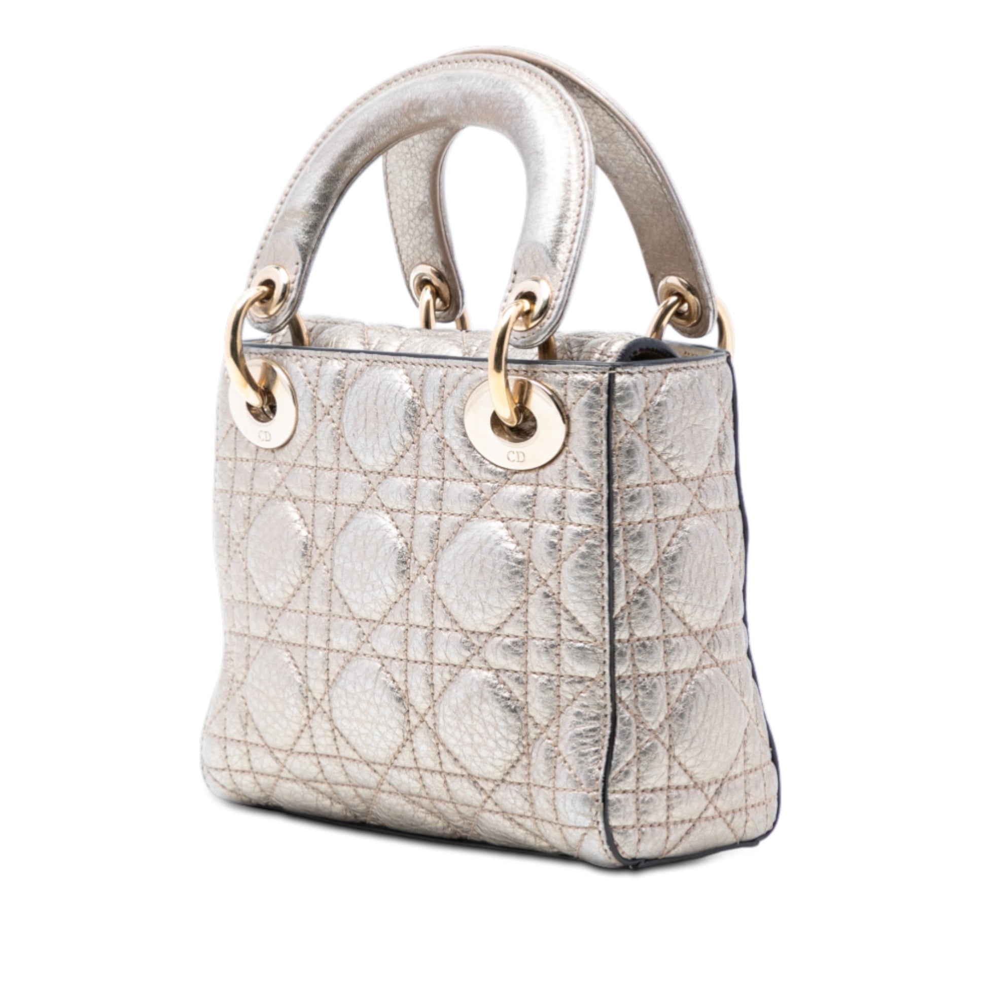 Dior Mini Metallic Calfskin Cannage Supple Lady Dior