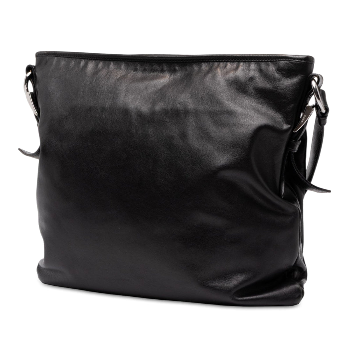 Prada Large Soft Calf Front Pocket Messenger Bag — Black