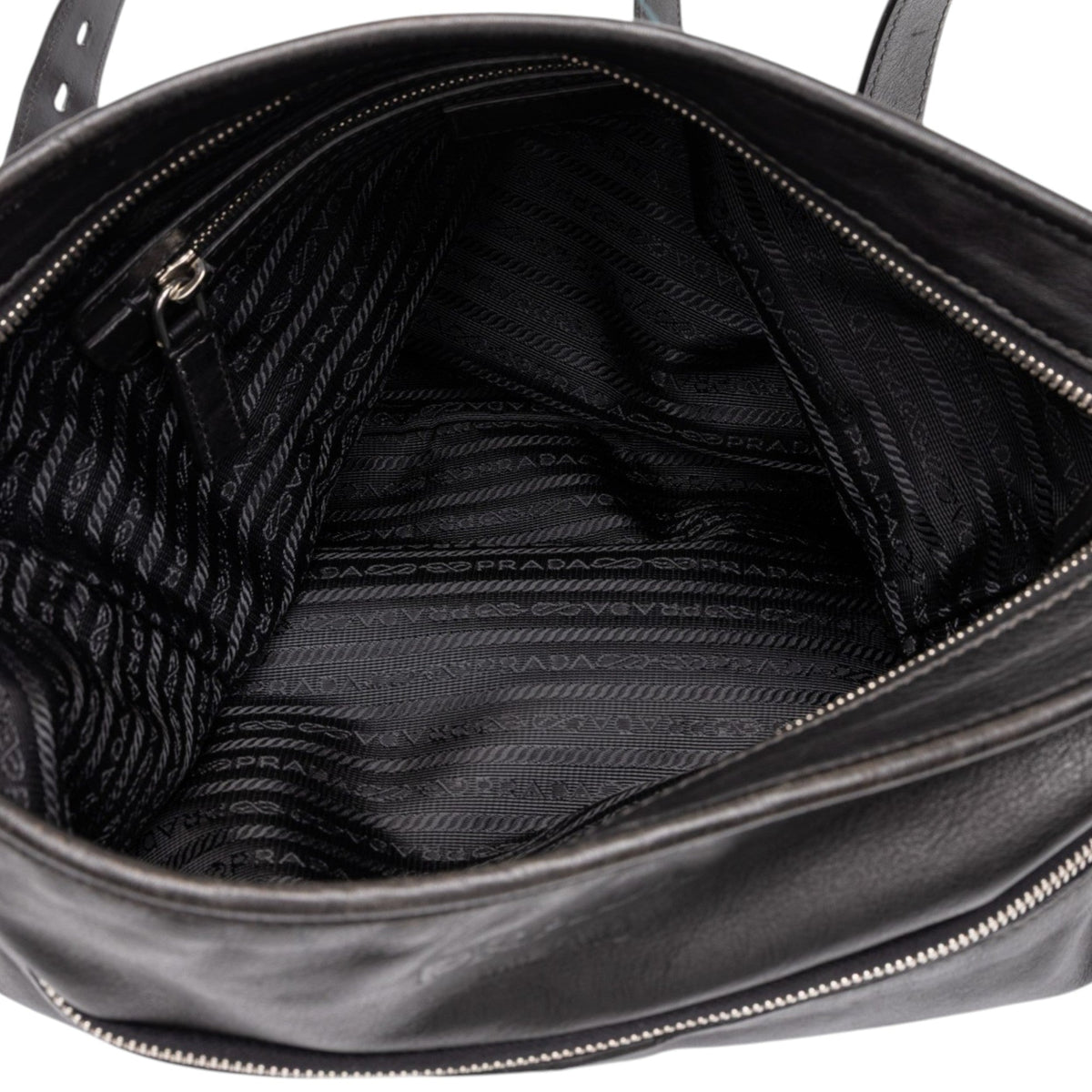 Prada Large Soft Calf Front Pocket Messenger Bag — Black