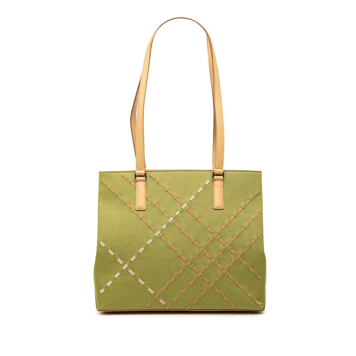 Burberry Stitched Supernova Check Canvas Tote