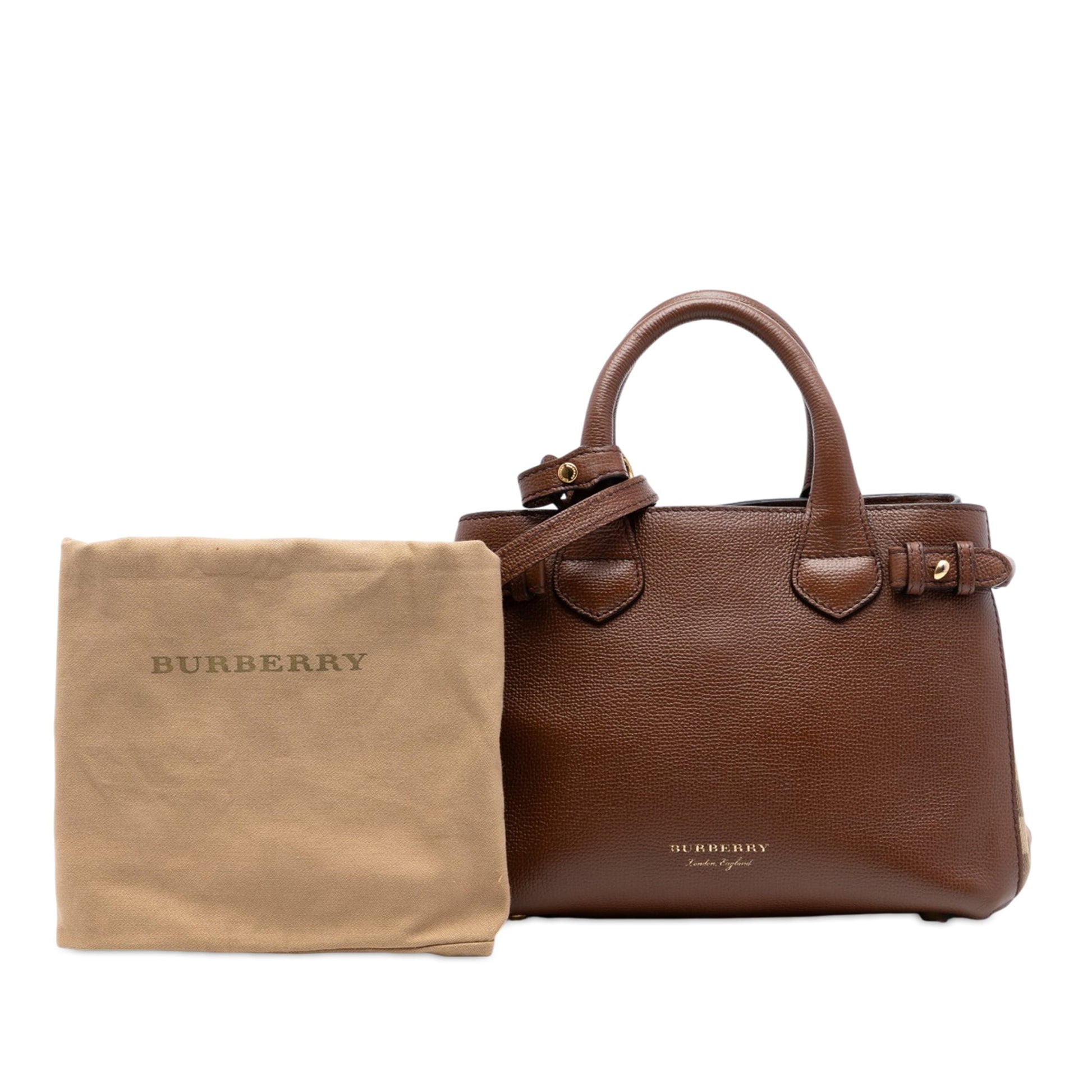 Burberry Small Grainy Calfskin and House Check Banner Satchel