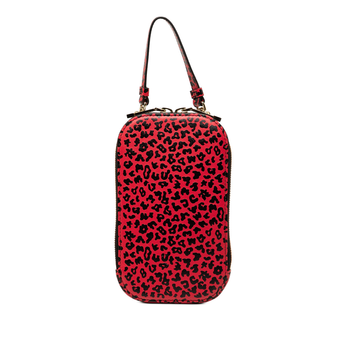 Dior Calfskin Leopard Print Lady Dior Call In Phone Holder — Red