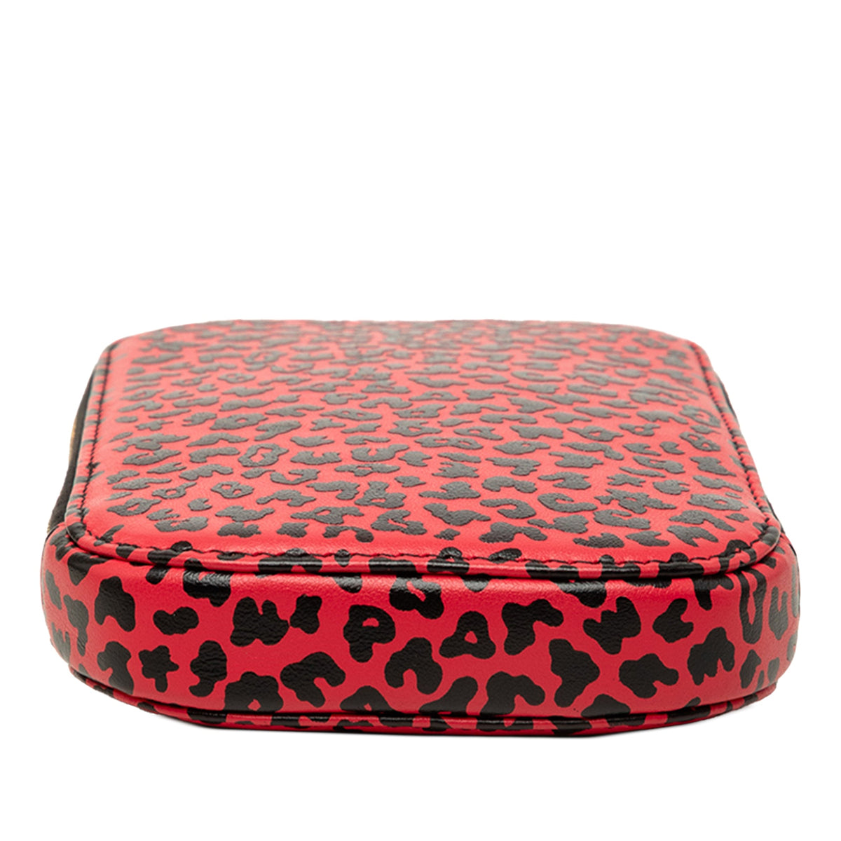 Dior Calfskin Leopard Print Lady Dior Call In Phone Holder — Red