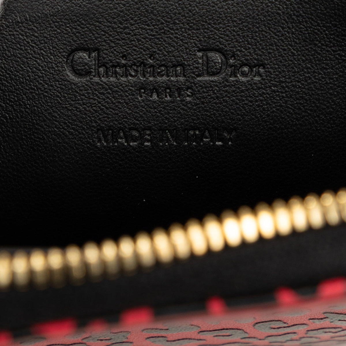 Dior Calfskin Leopard Print Lady Dior Call In Phone Holder — Red