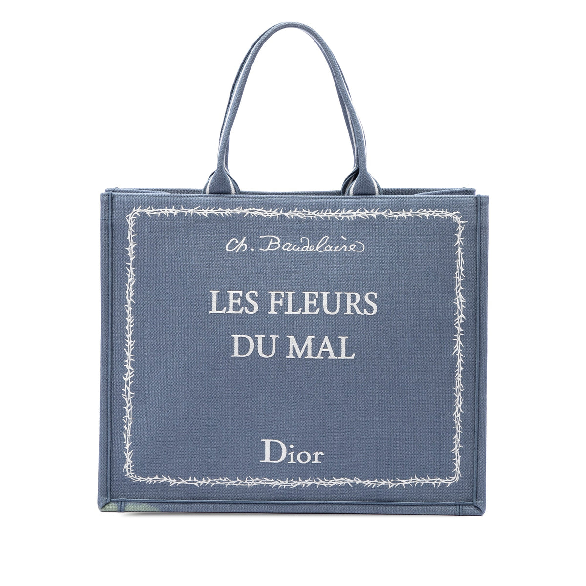 Dior Large Embroidered Canvas Les Fleurs du Mal Book Tote — Blue