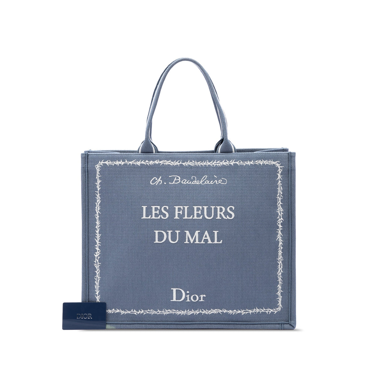 Dior Large Embroidered Canvas Les Fleurs du Mal Book Tote — Blue