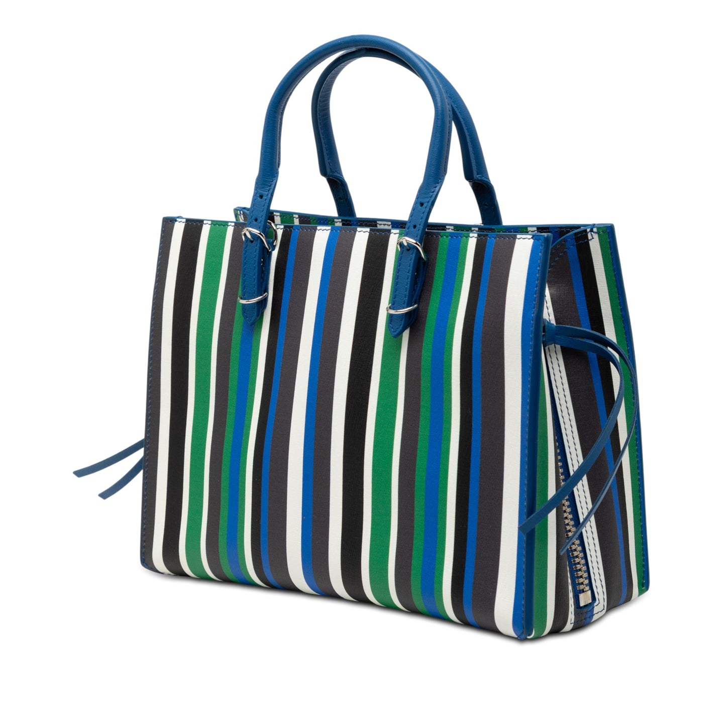 Balenciaga Mini Leather Striped Papier A6 Zip Around Satchel