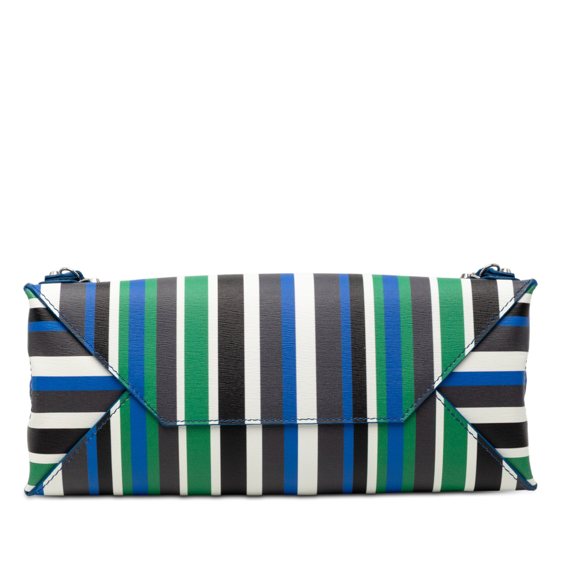 Balenciaga Mini Leather Striped Papier A6 Zip Around Satchel