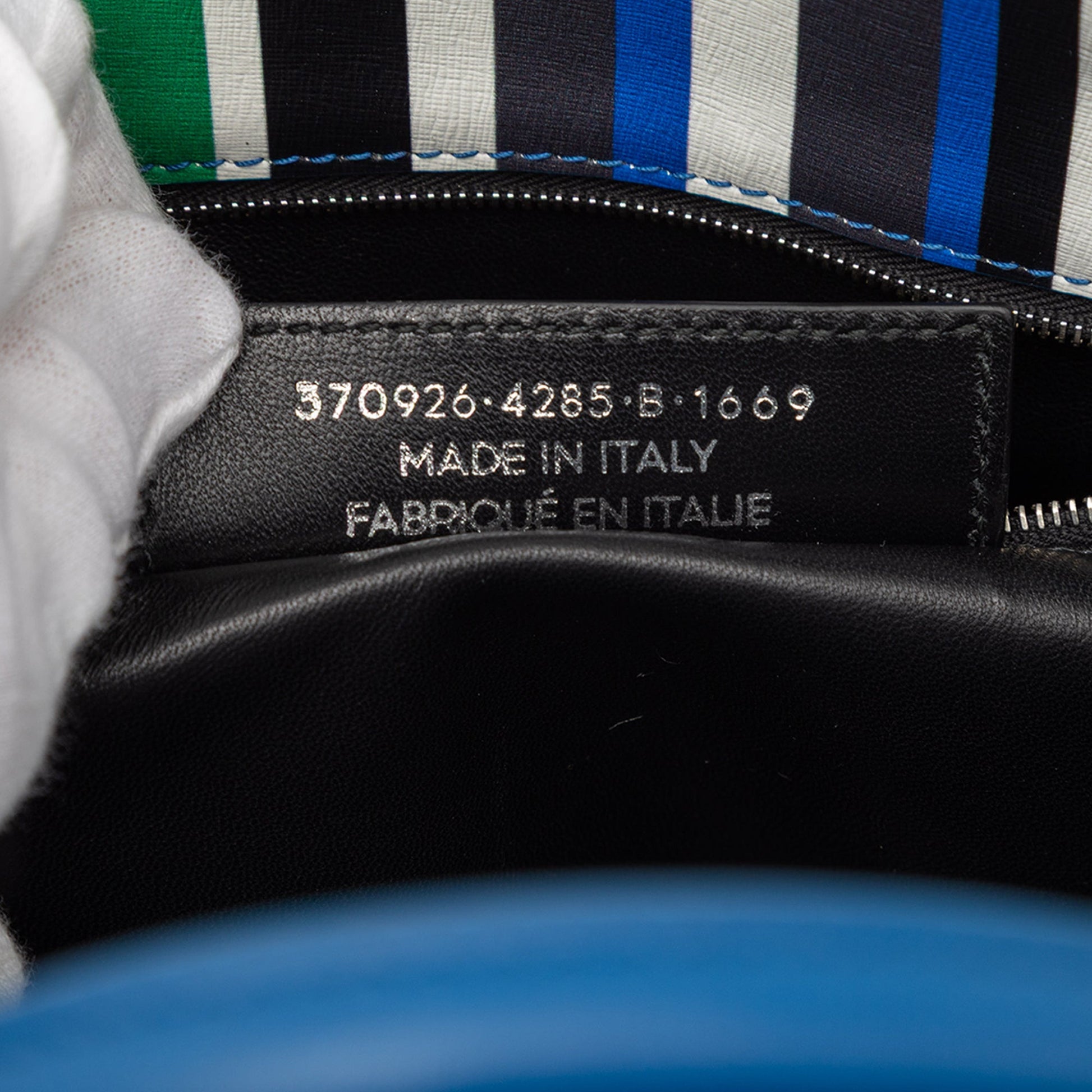 Balenciaga Mini Leather Striped Papier A6 Zip Around Satchel
