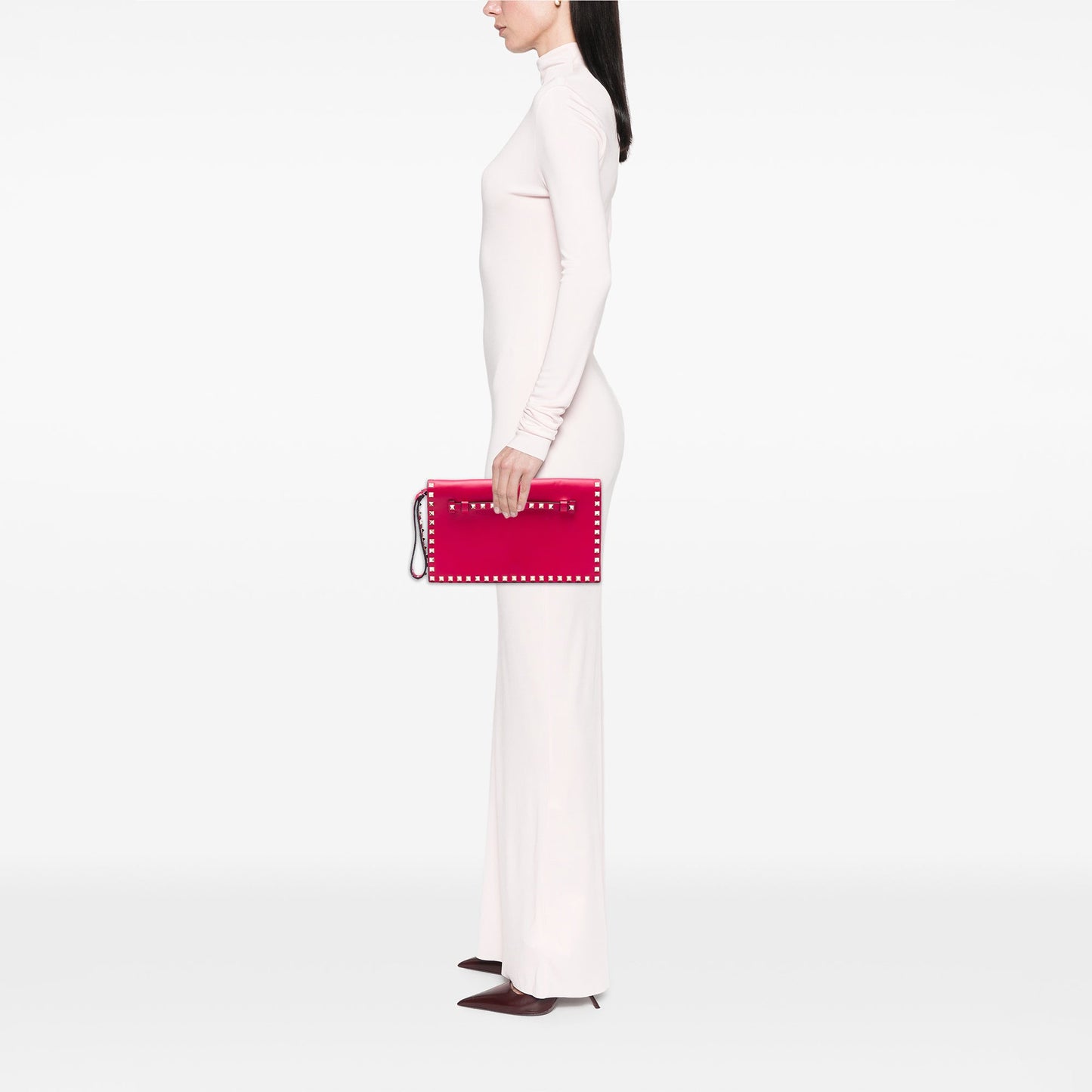 Valentino Leather Rockstud Flap Clutch