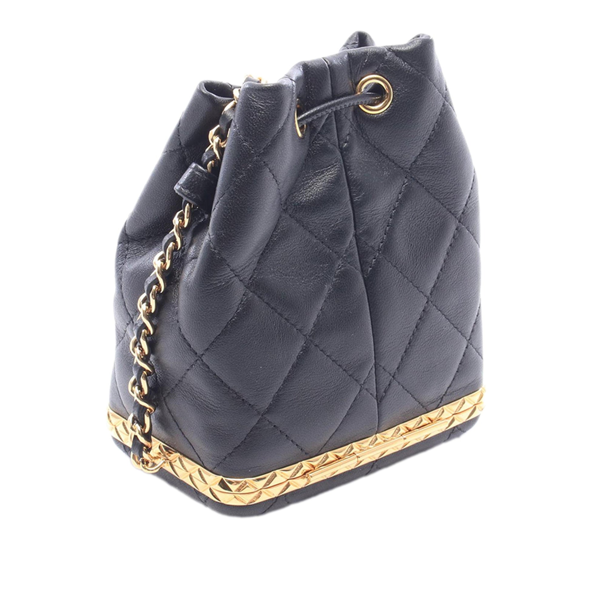 Chanel Small Quilted Lambskin Metal Chain Bucket