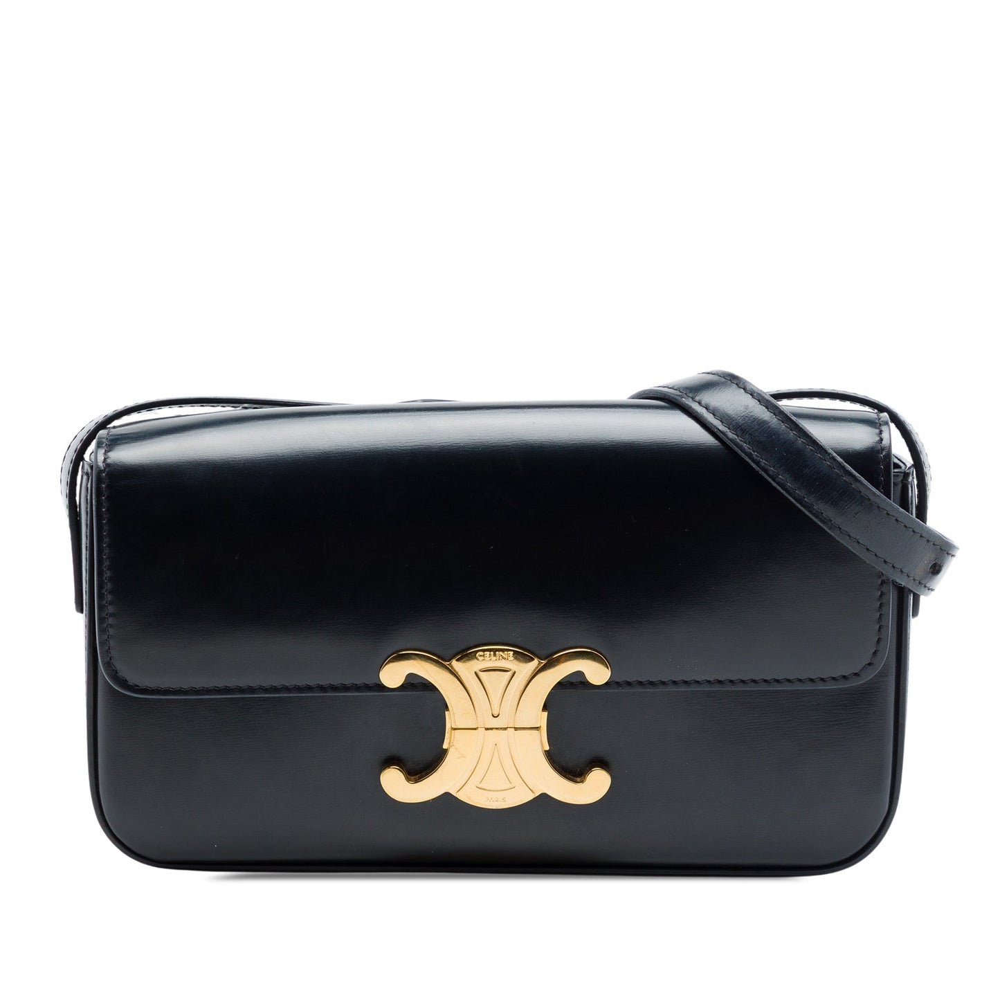 Celine Shiny Calfskin Triomphe Claude Shoulder Bag