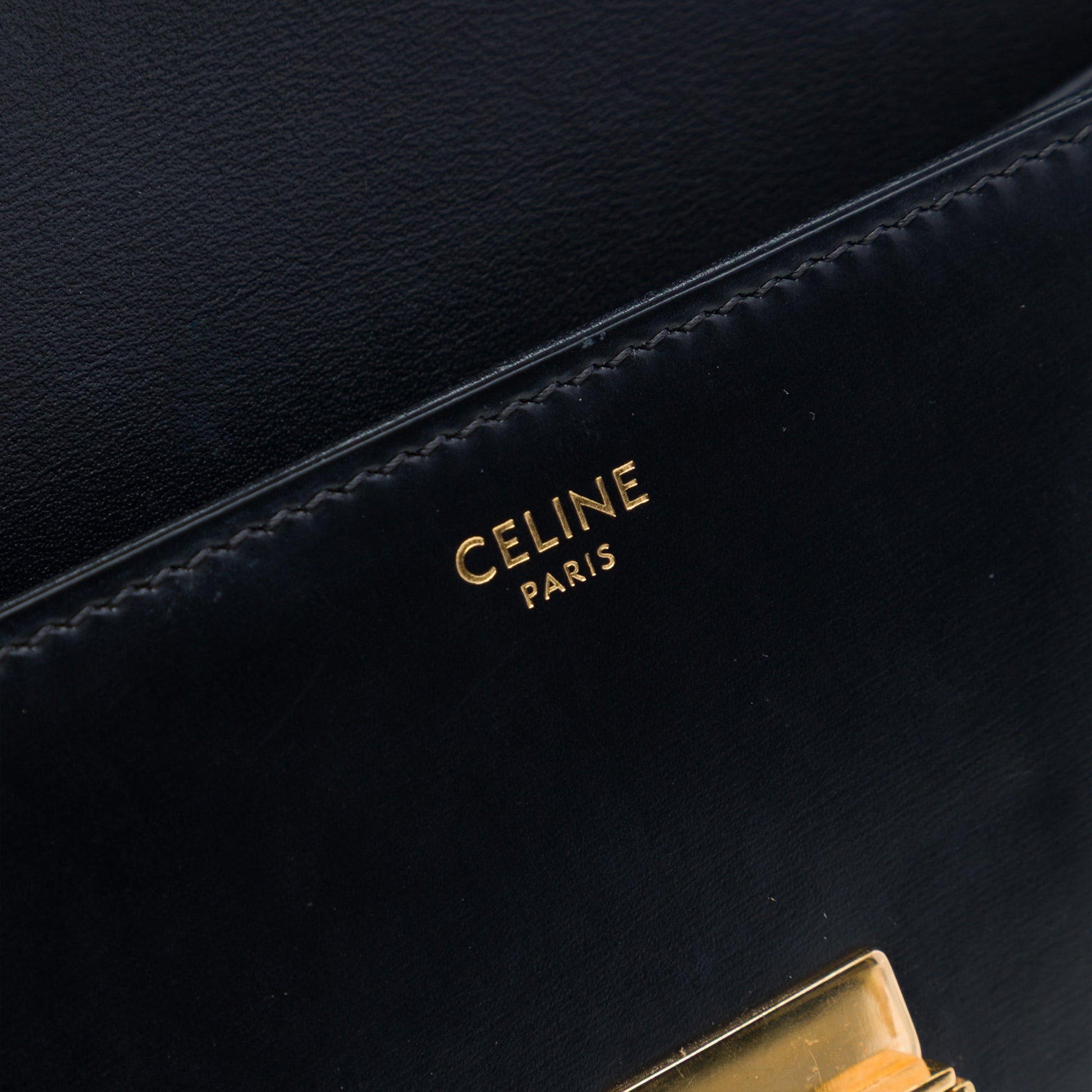 Celine Shiny Calfskin Triomphe Claude Shoulder Bag