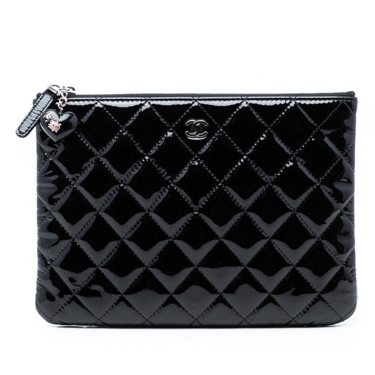 Chanel Small Quilted Patent O Case Clutch