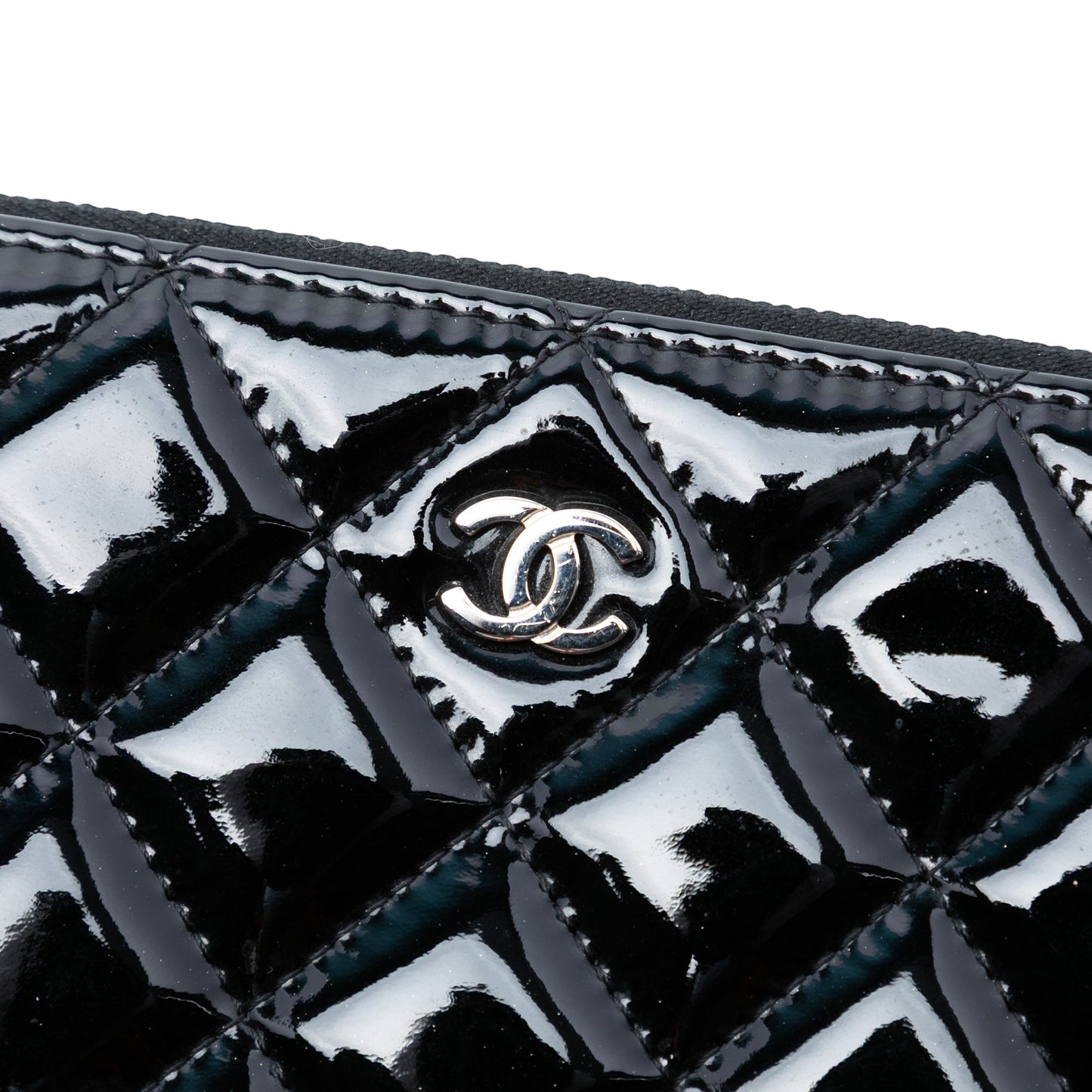 Chanel Small Quilted Patent O Case Clutch