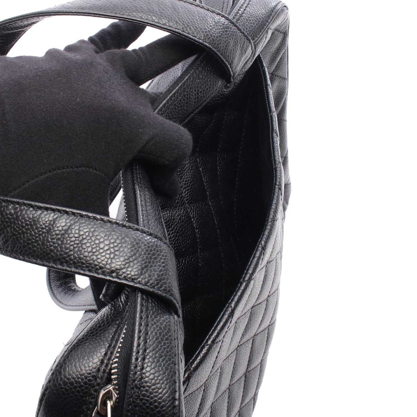Chanel CC Quilted Caviar Bowler Bag