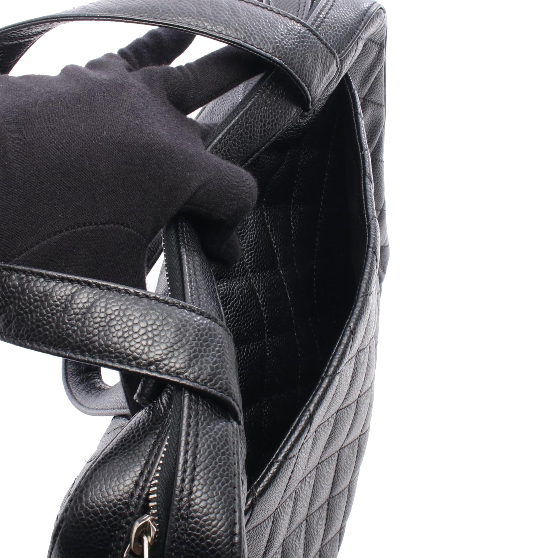 Chanel CC Quilted Caviar Bowler Bag