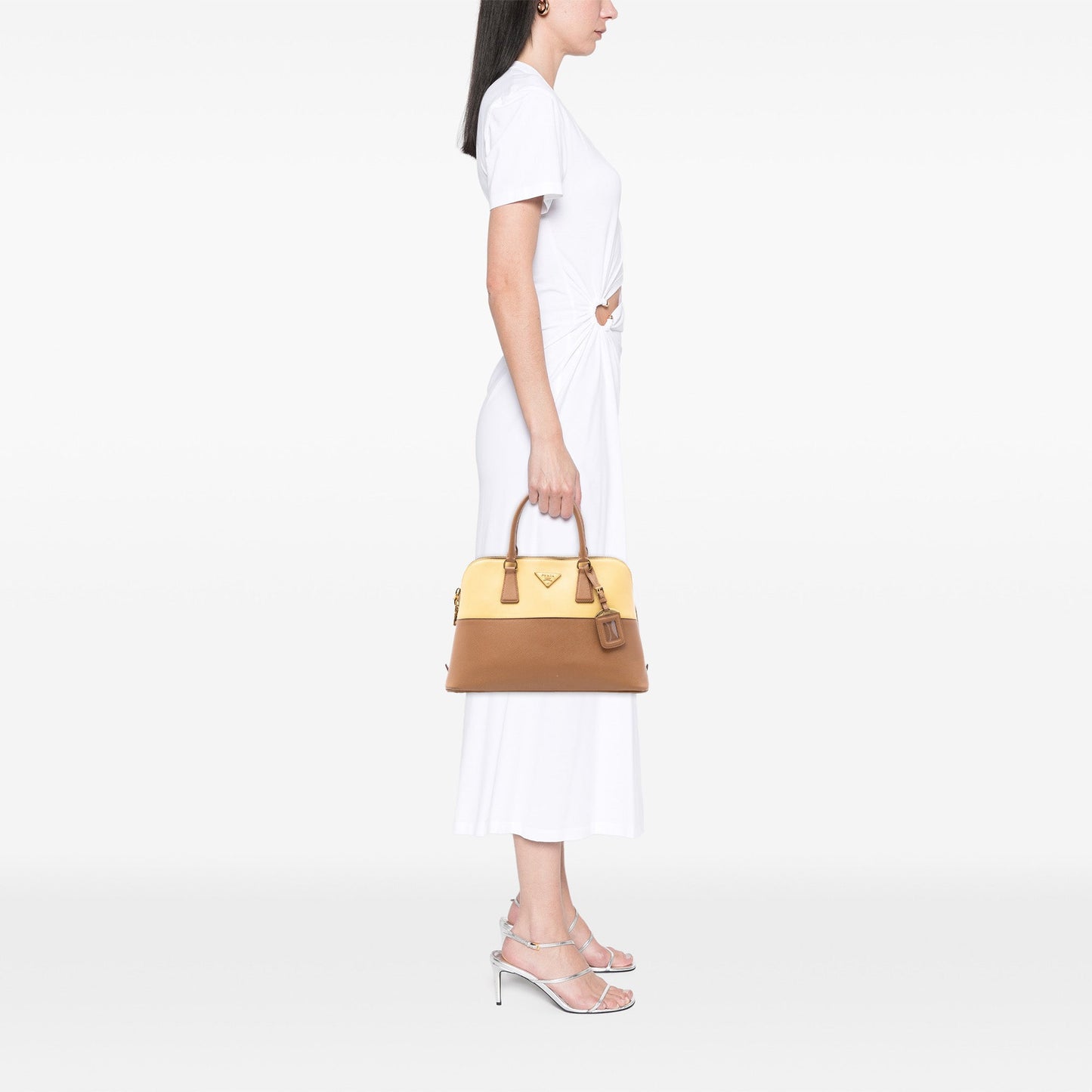 Prada Medium Bicolor Saffiano Lux Promenade Satchel