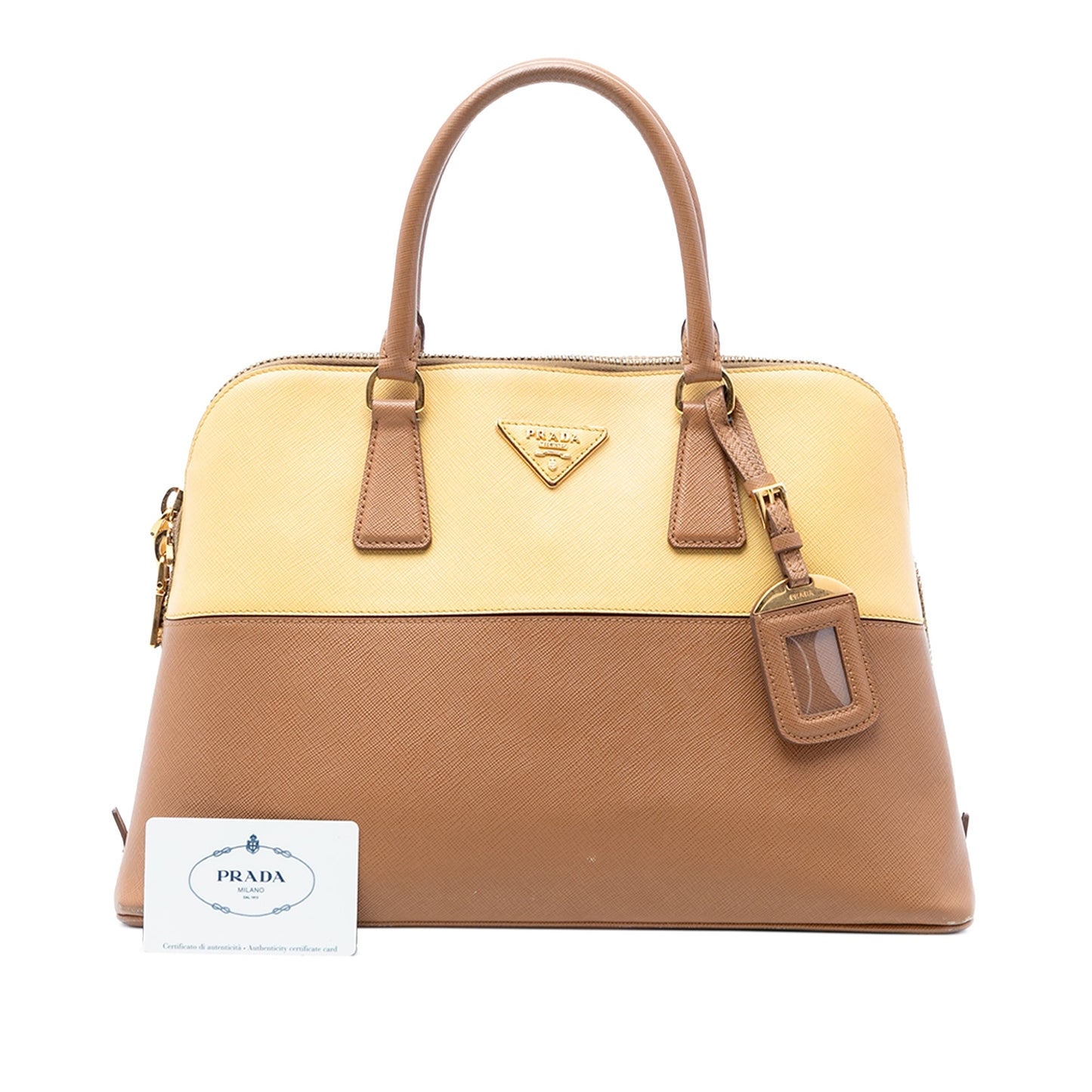 Prada Medium Bicolor Saffiano Lux Promenade Satchel