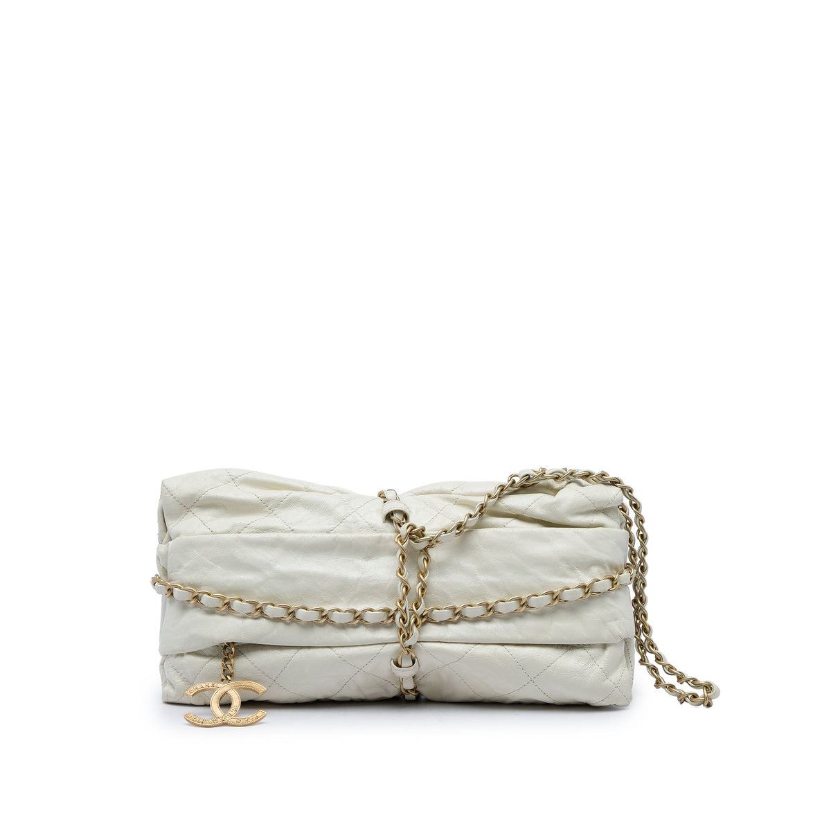 Chanel Quilted Calfskin Midnight Swim Baluchon Bag — White