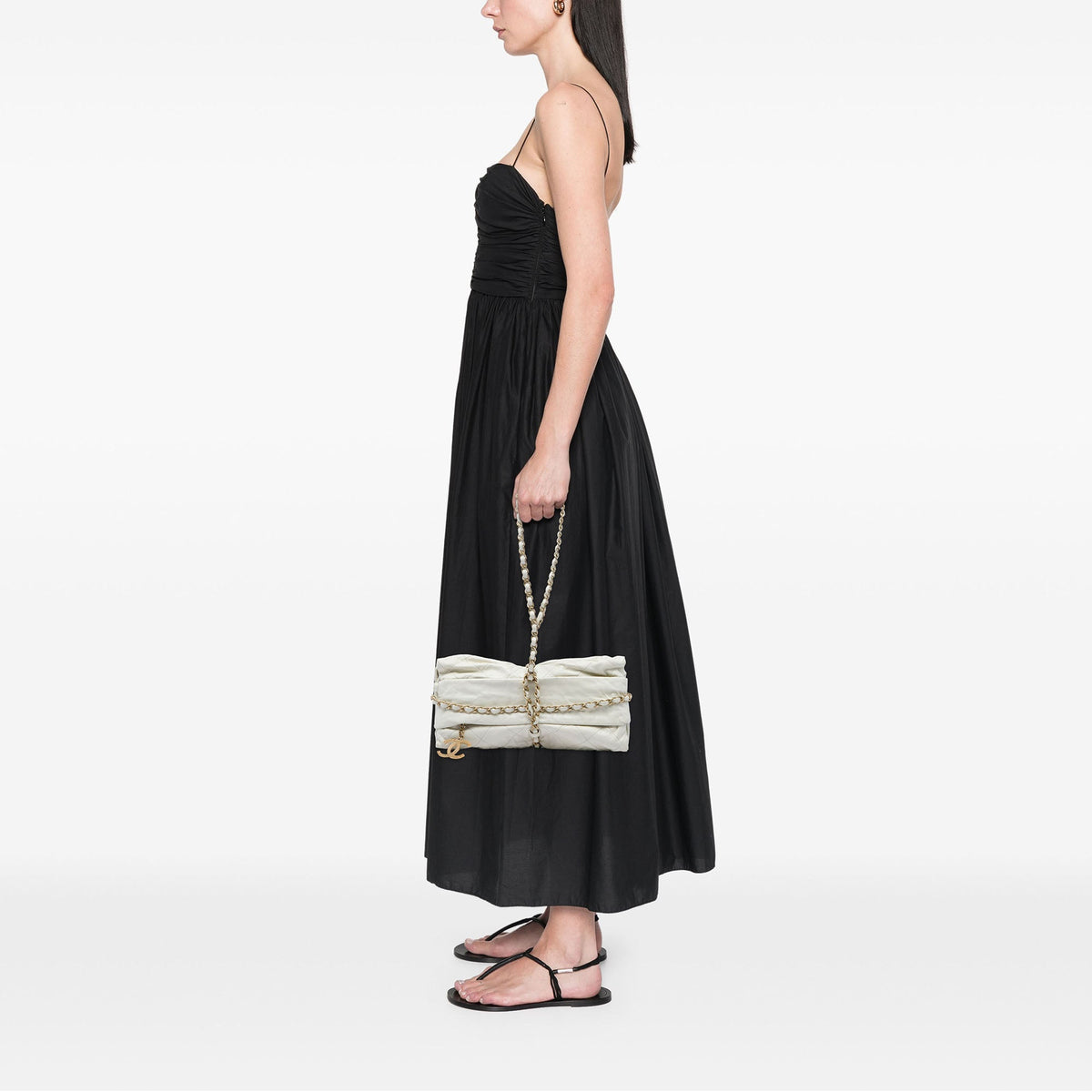 Chanel Quilted Calfskin Midnight Swim Baluchon Bag — White