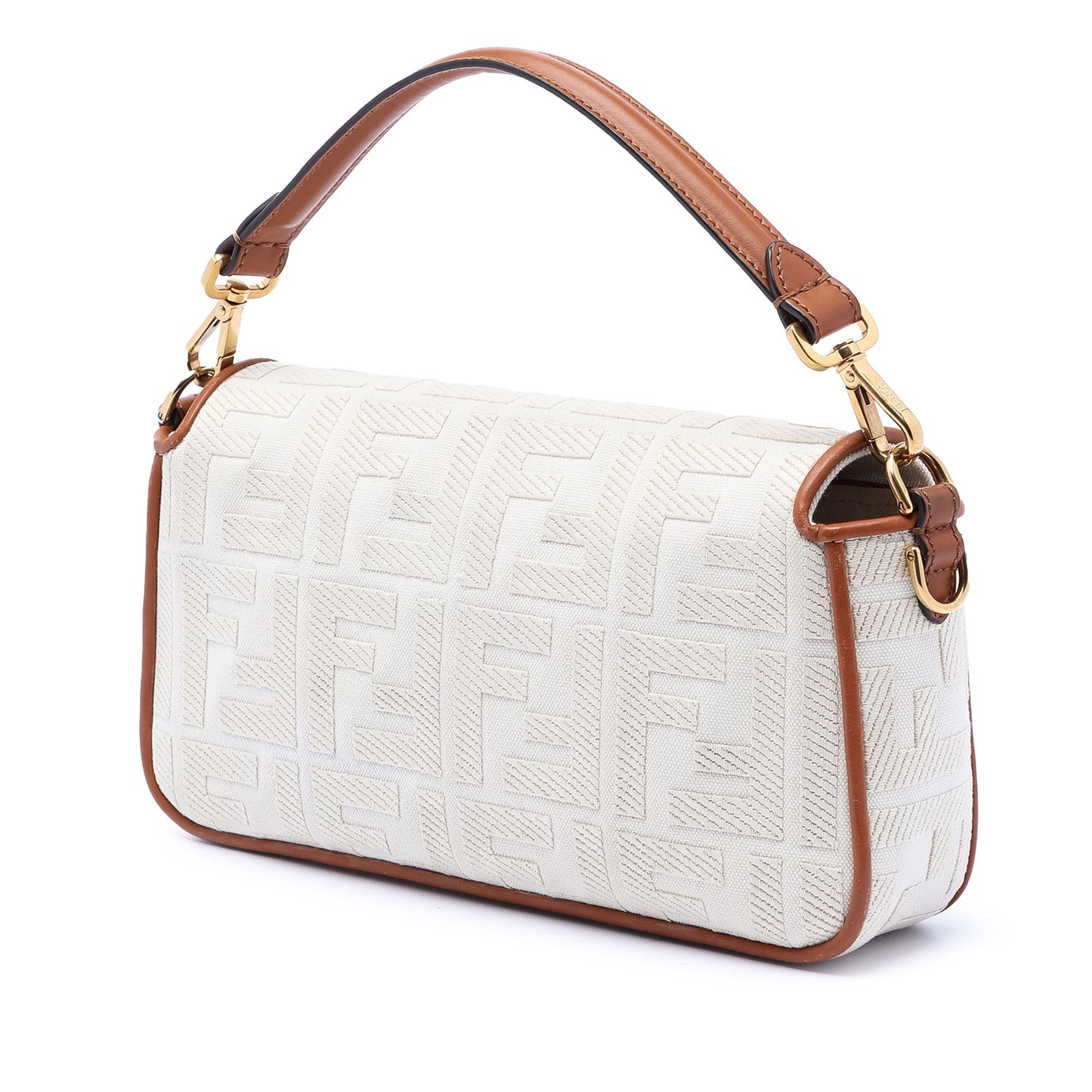 Fendi Zucca Embroidered Canvas Baguette Satchel