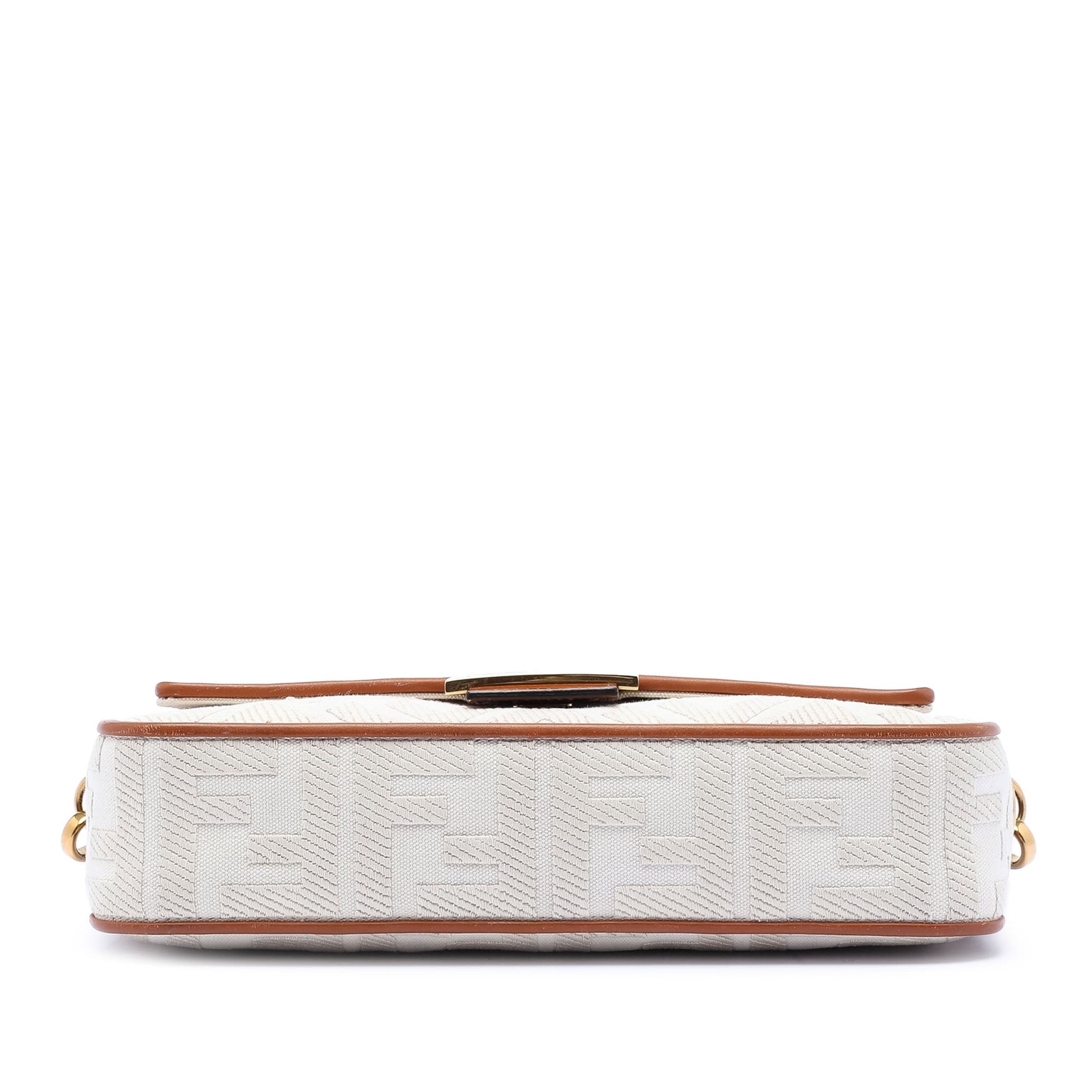 Fendi Zucca Embroidered Canvas Baguette Satchel