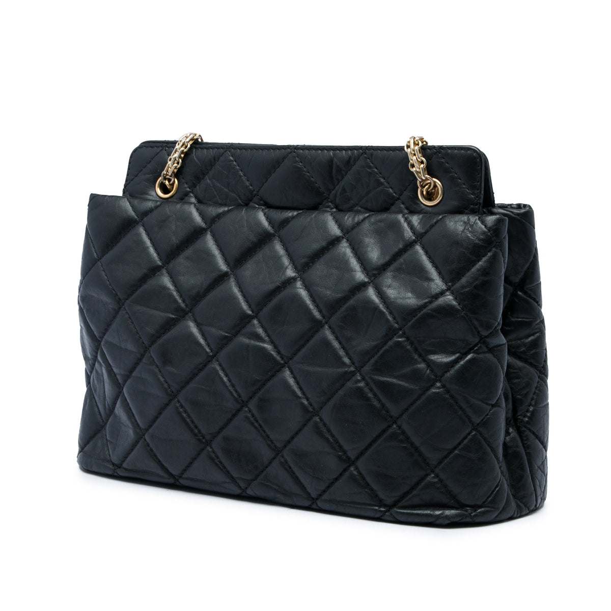 Chanel Medium Quilted Aged Calfskin Reissue 2.55 Tote — Black