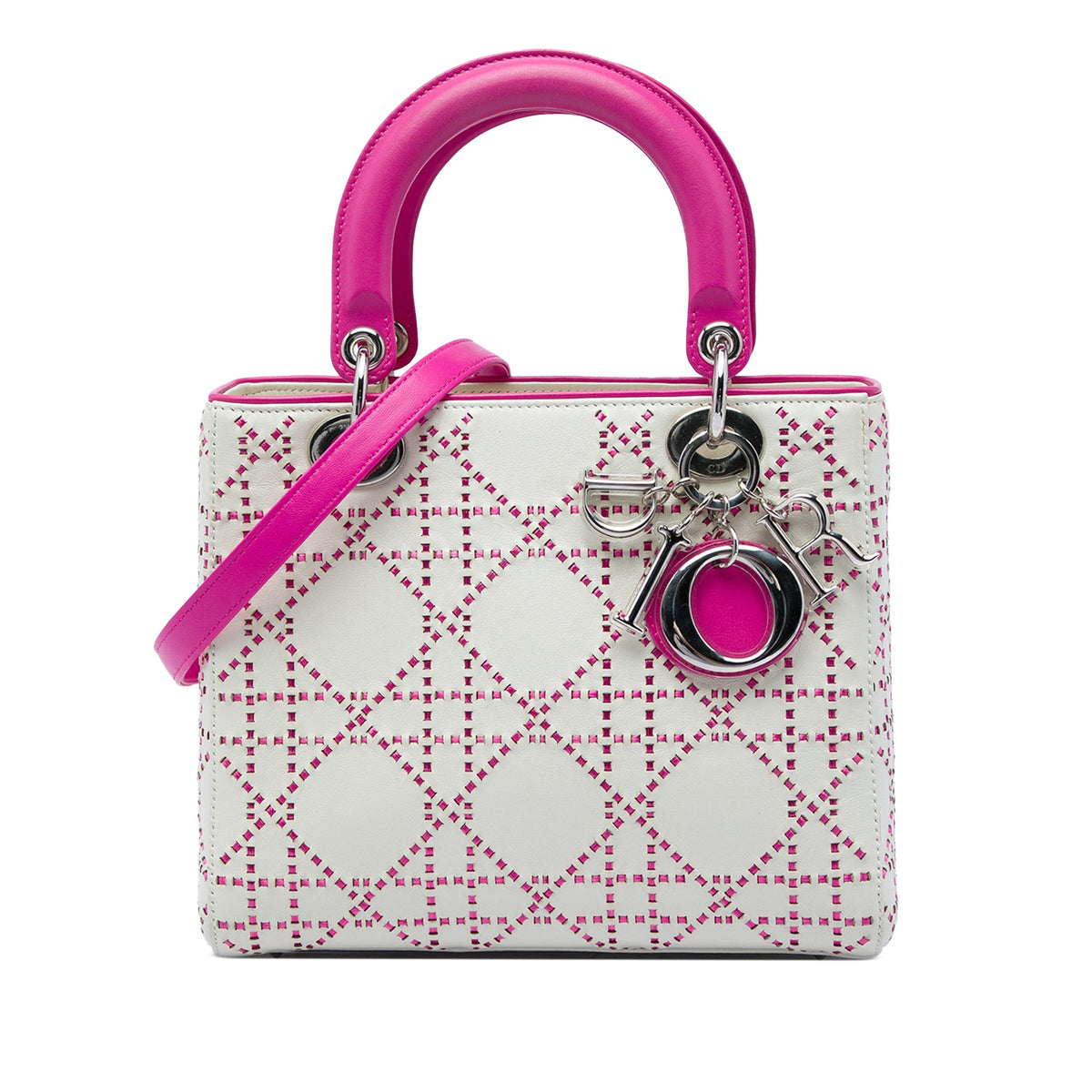 Dior Medium Lambskin Cannage Stitched Lady Dior — Pink
