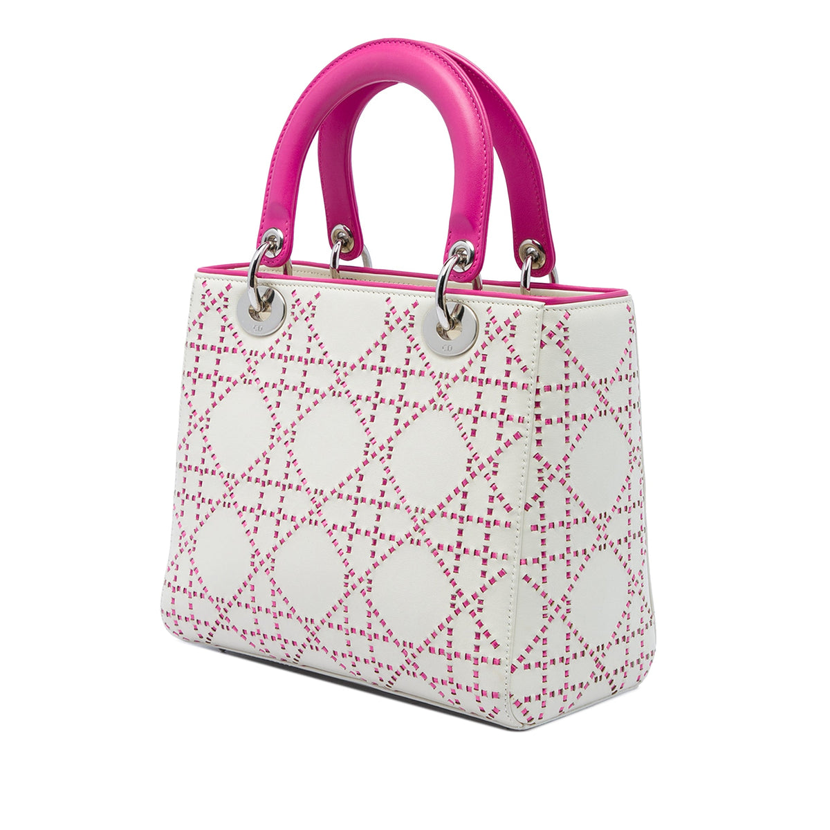 Dior Medium Lambskin Cannage Stitched Lady Dior — Pink