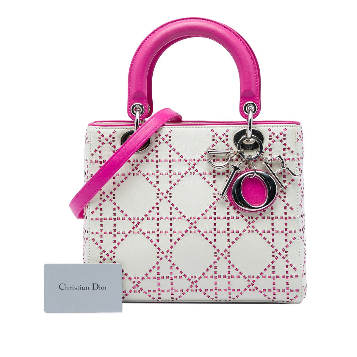 Dior Medium Lambskin Cannage Stitched Lady Dior — Pink