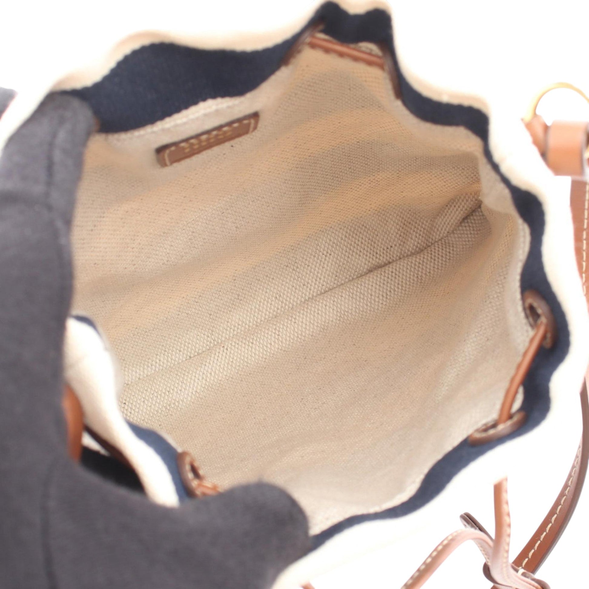Miu Miu Mini Striped Canvas Bucket Bag