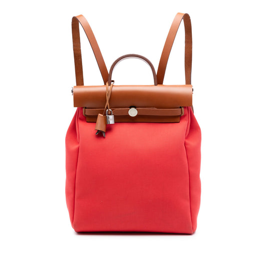 Hermès Toile Herbag A Dos Zip Retourne Backpack