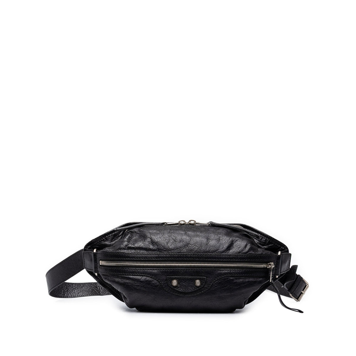Balenciaga Lambskin Motocross Classic Neo Lift Belt Bag — Black