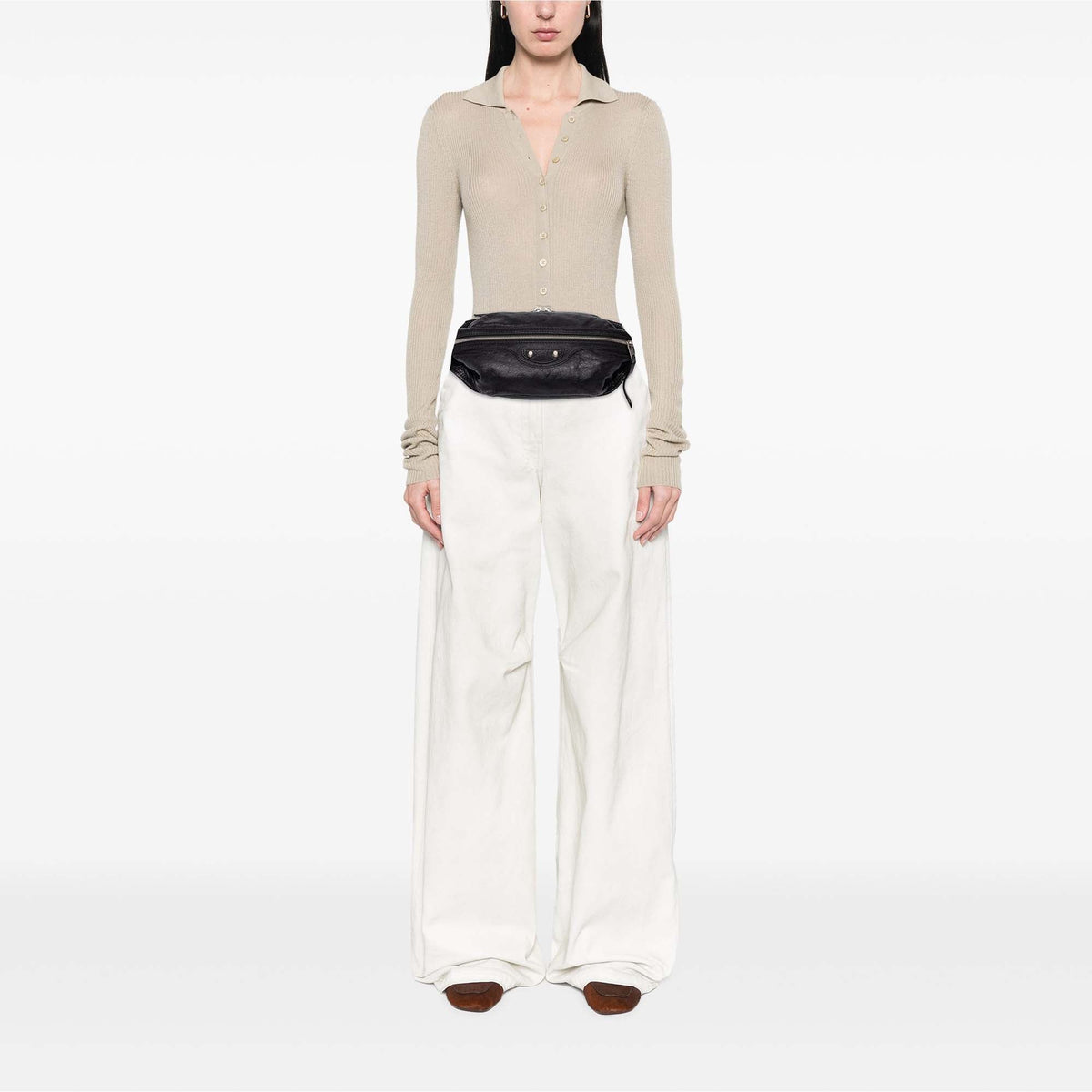 Balenciaga Lambskin Motocross Classic Neo Lift Belt Bag — Black