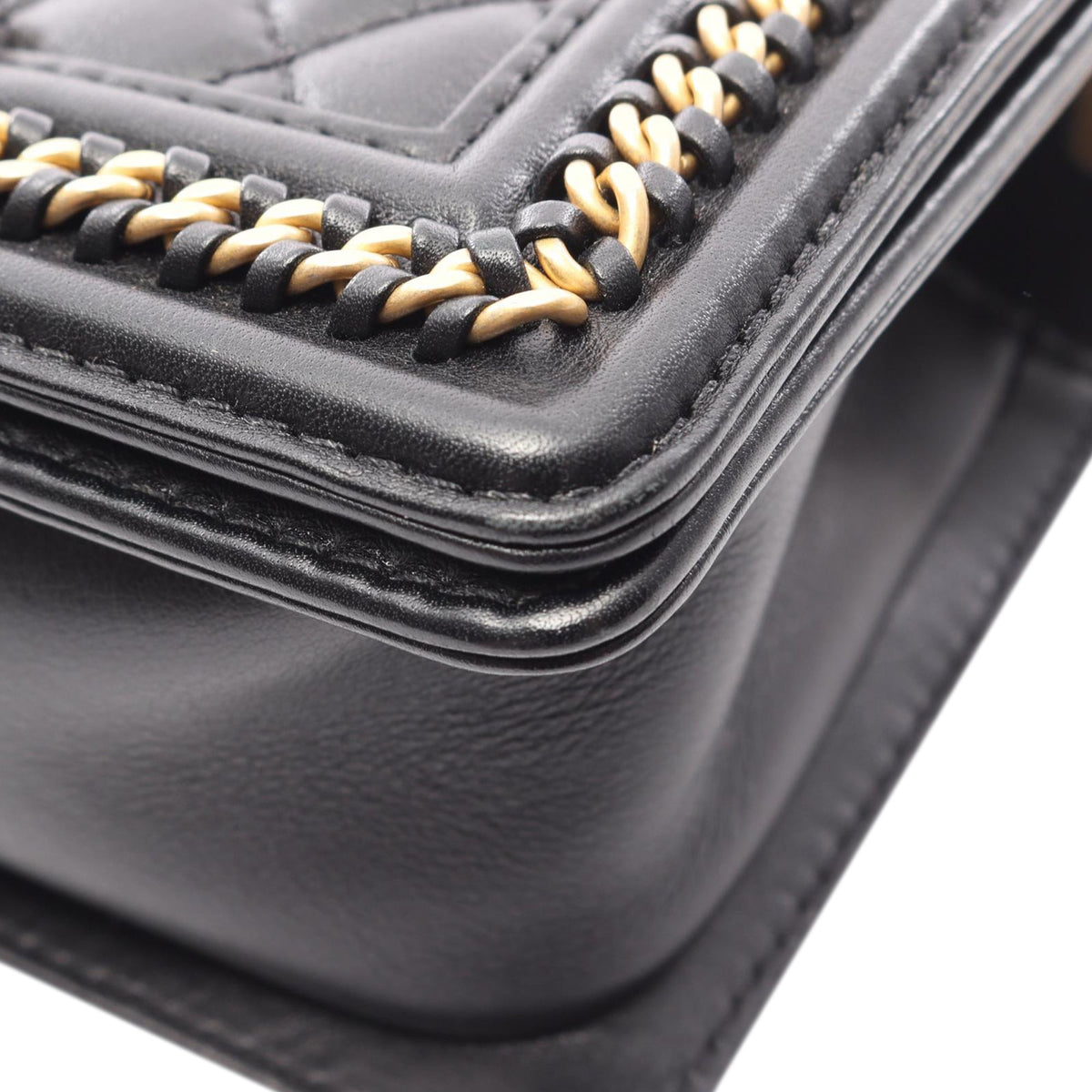 Chanel Small Quilted Lambskin Chain Around Boy Top Handle Flap