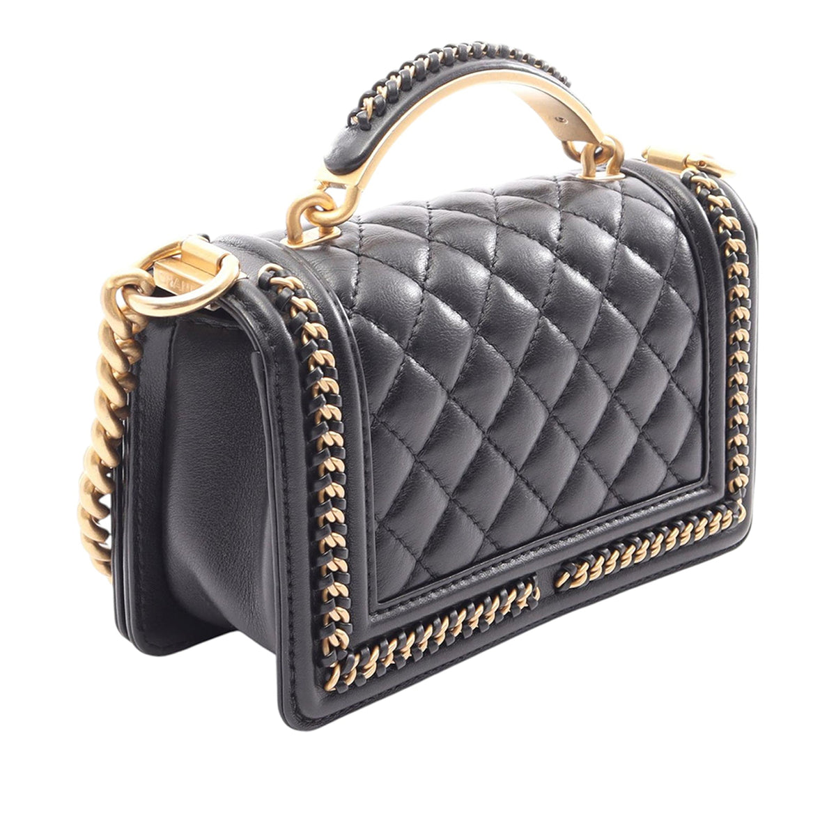 Chanel Small Quilted Lambskin Chain Around Boy Top Handle Flap