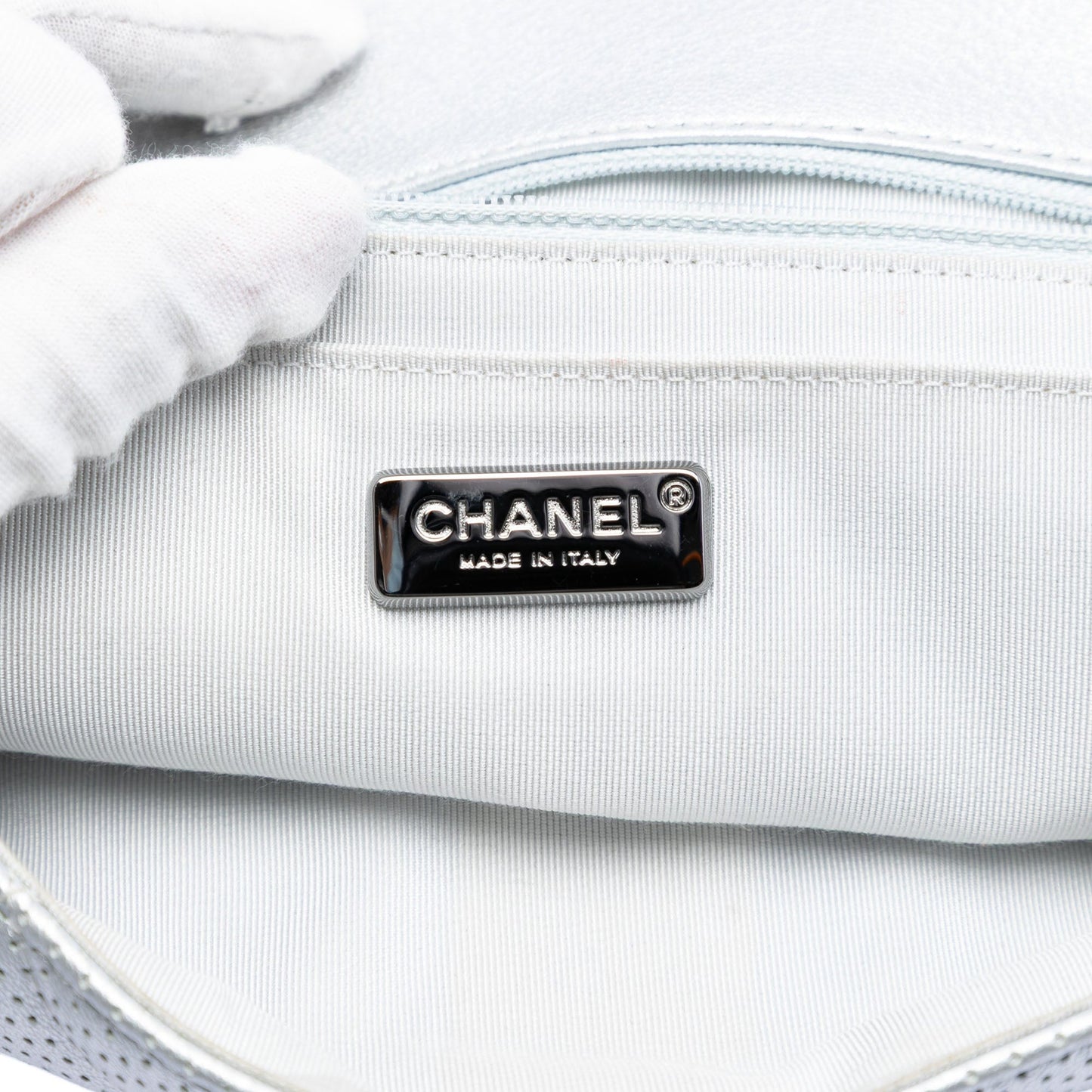 Paris Dubai Medium Perforated Metallic Lambskin Medals Flap