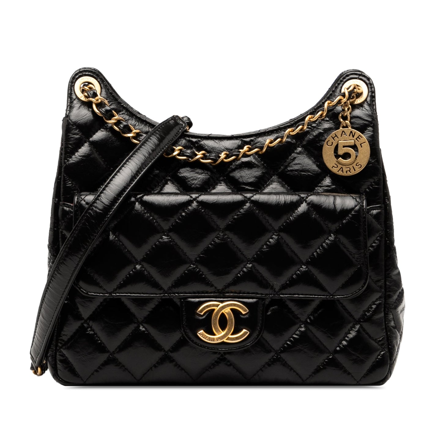 Chanel Medium Shiny Crumpled Calfskin Wavy CC Hobo