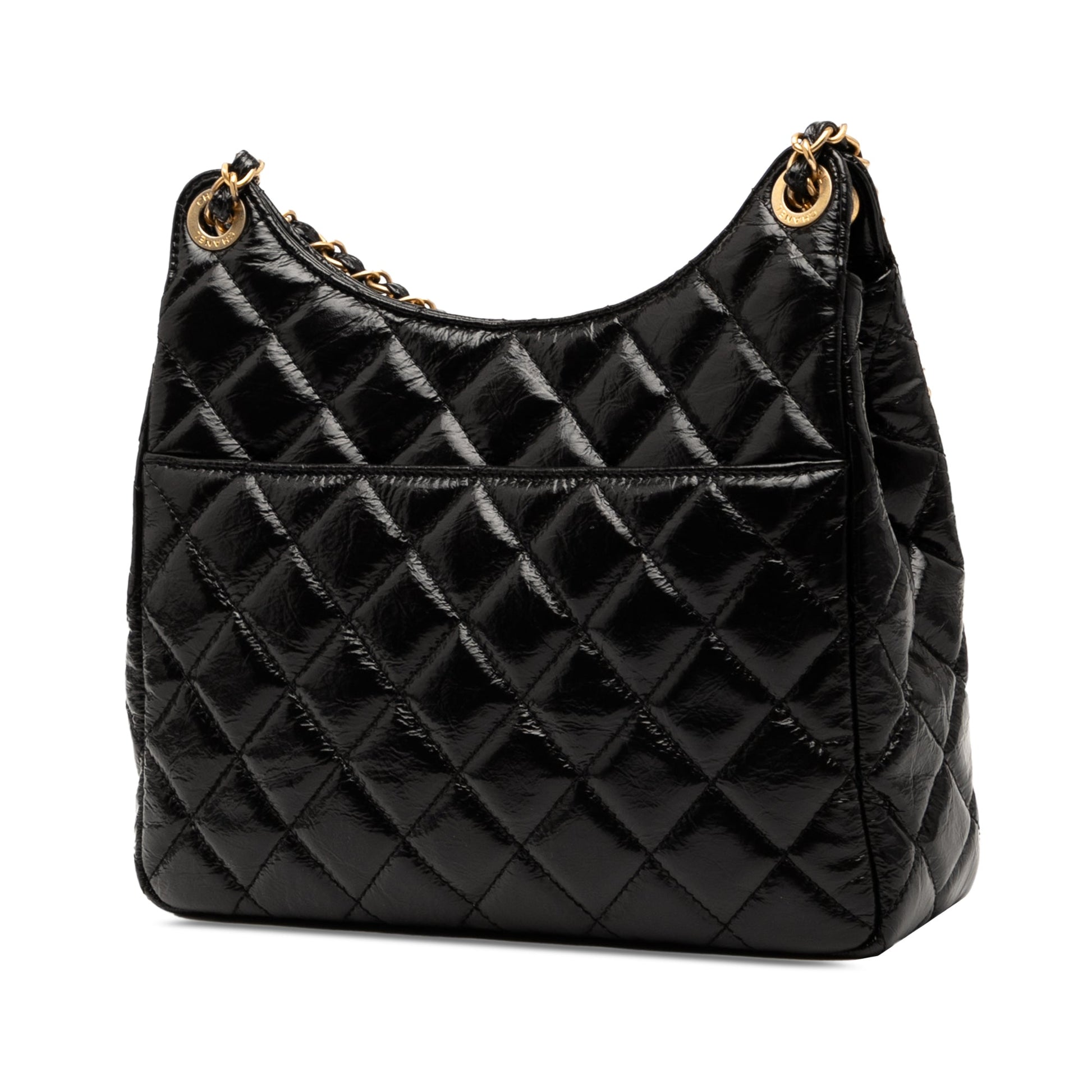 Chanel Medium Shiny Crumpled Calfskin Wavy CC Hobo