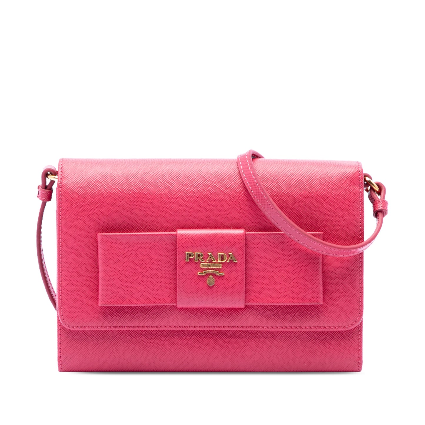 Prada Saffiano Lux Bow Wallet On Strap