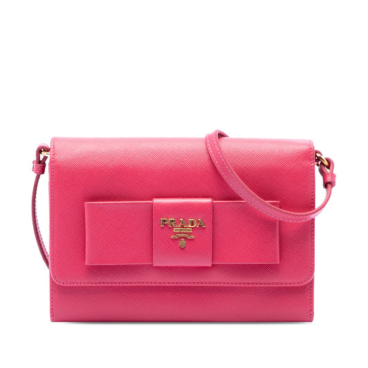 Prada Saffiano Lux Bow Wallet On Strap