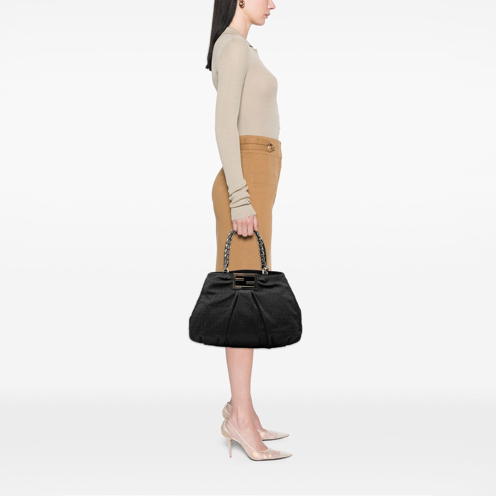 Fendi Large Zucca Canvas Mia Tote