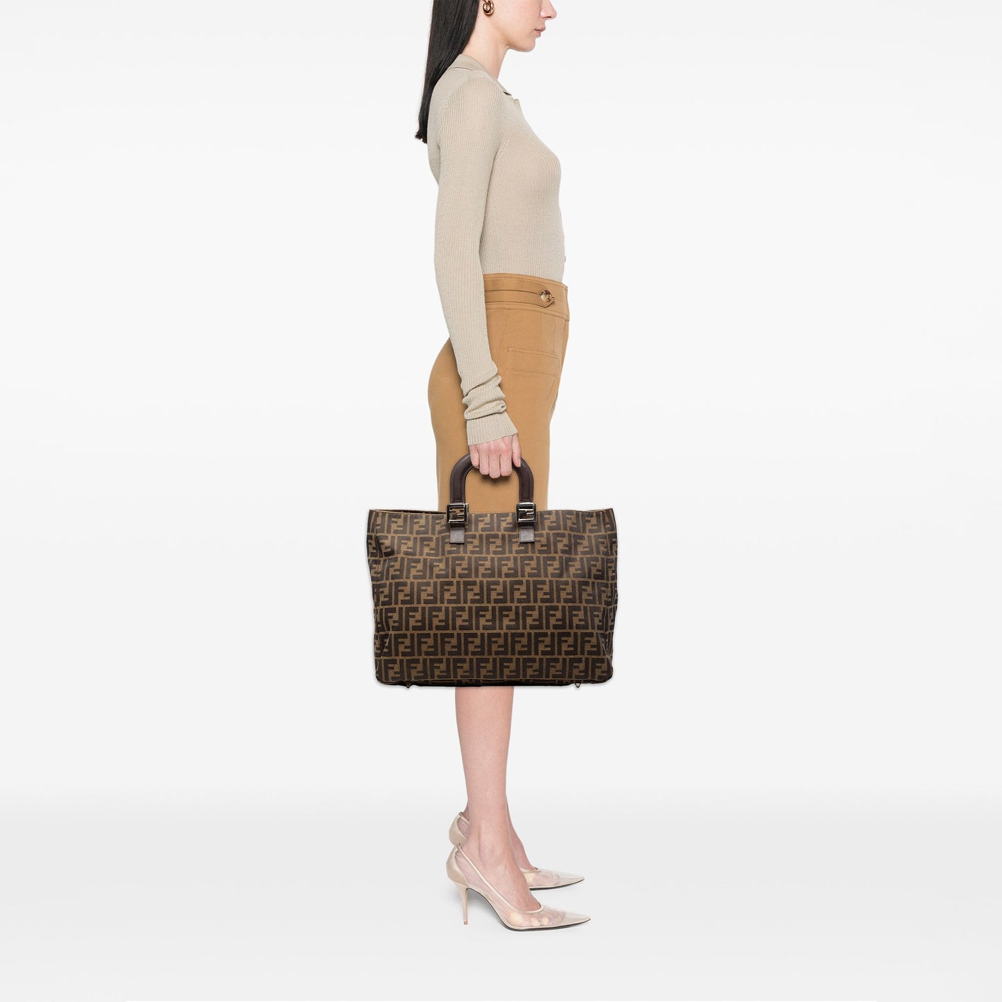 Fendi Large Zucca Canvas Twins Tote