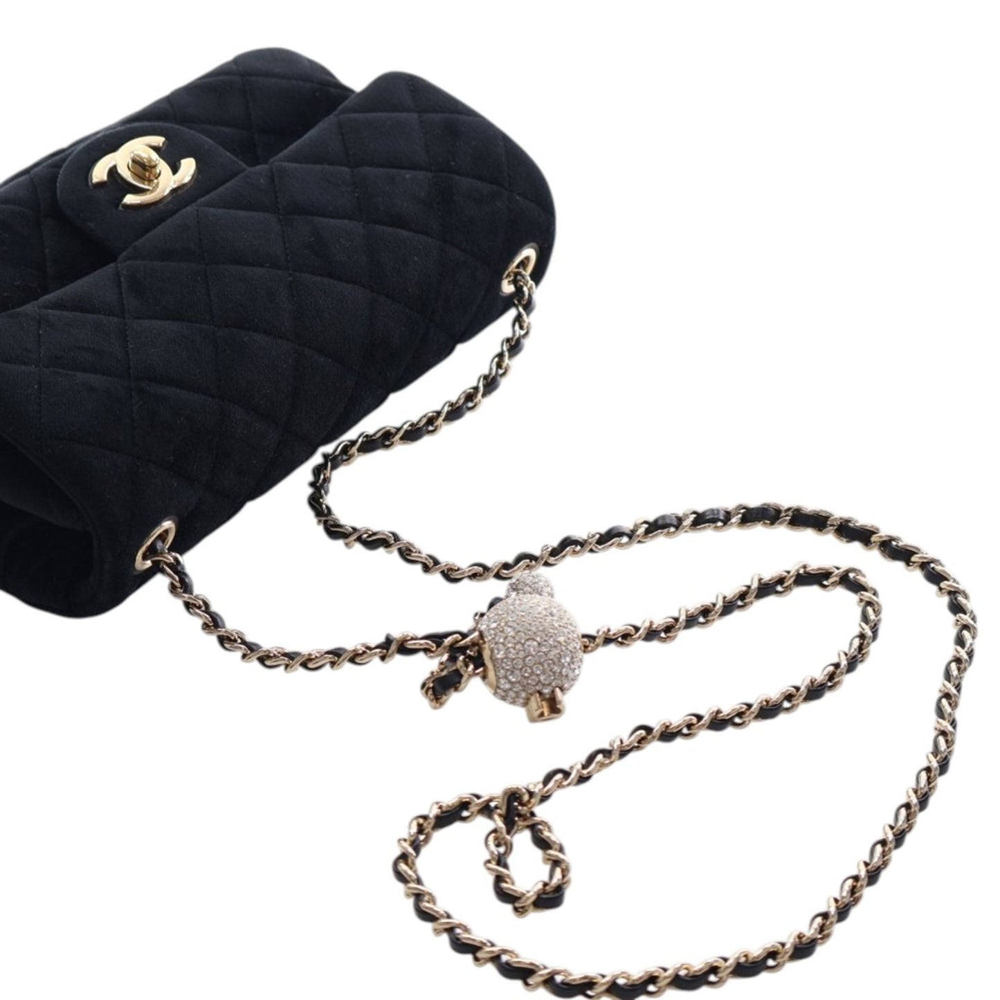 Mini Rectangular Classic Velvet Pearl Crush Single Flap