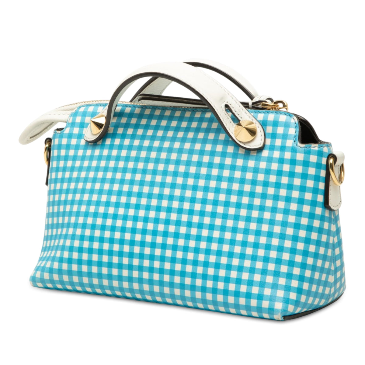 Fendi Mini Printed Leather Gingham By The Way Satchel — White