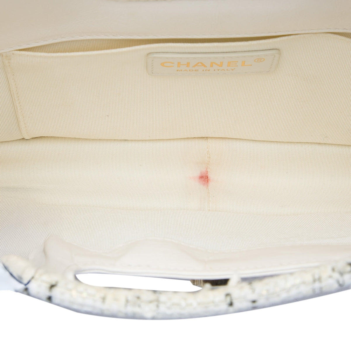 Chanel CC Tweed Trimmed Quilted Aged Calfskin Cutout Handle Bag