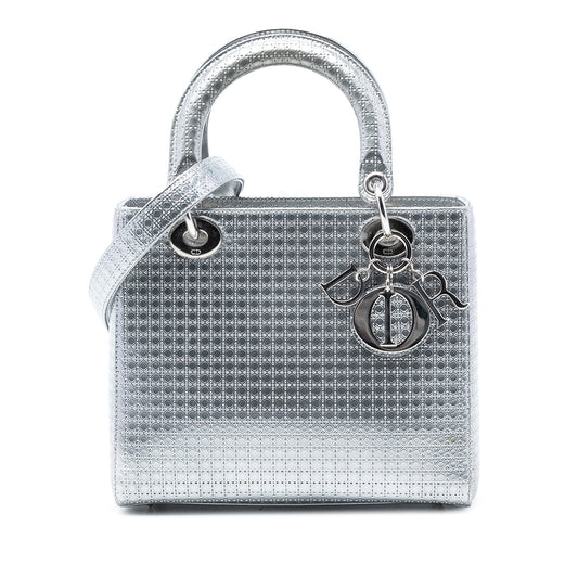 Dior Medium Metallic Patent Microcannage Lady Dior